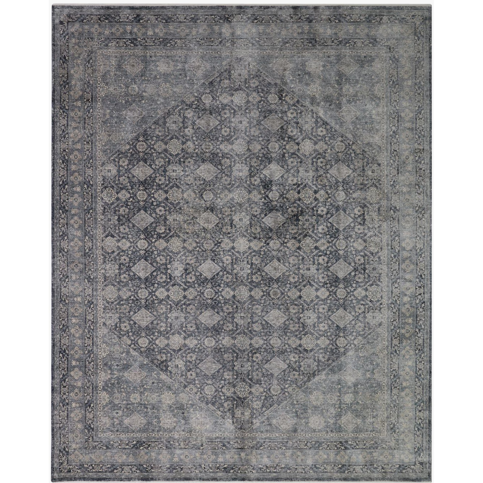 Heritage Bidjar Traditional Distressed Medallion Rug In Blue